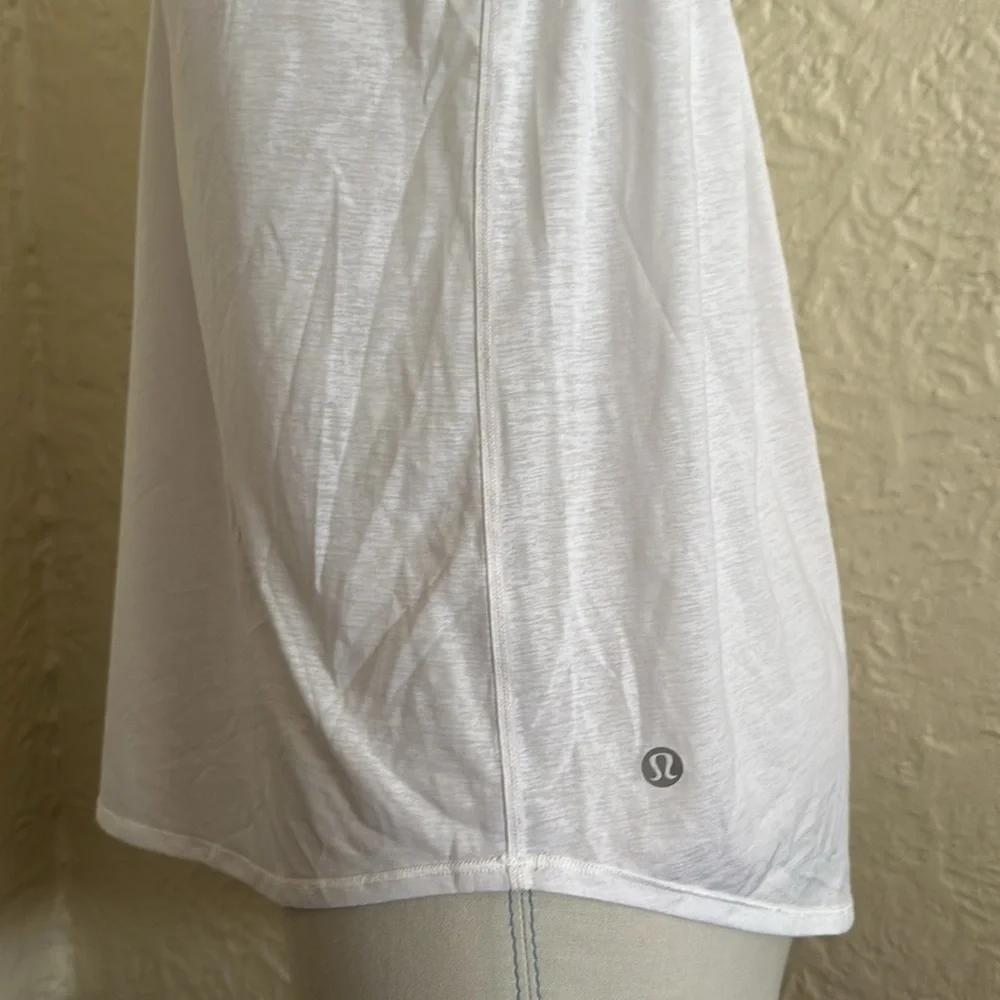 Lululemon Tighten Up Tank Top White Strappy Back Sheer Keyhole 6